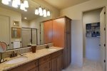 The adjoining master bath has a dual vanity and large walk in closet.